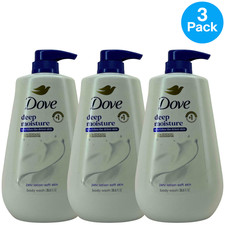 Dove Deep Moisture Body Wash 24hr Renewing MicroMoisture Pump 30.6oz 3 Pack New