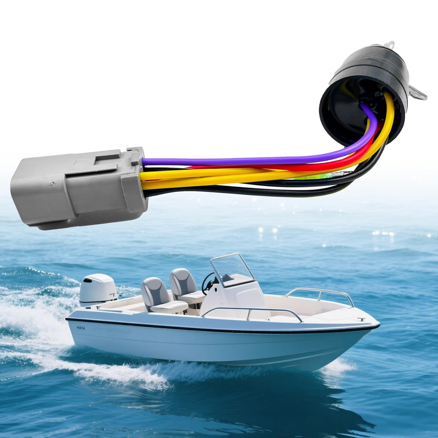 129572 Ignition Switch with Key for Tracker Boats 3 Position 6 Wire Connectors