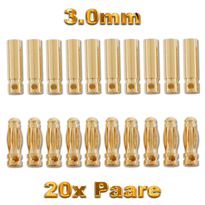 20 Paar Vergoldete Bananenstecker 5,0 Mm – Für RC ESC, LiPo Akkus & Motoren (80A Belastung, Geringer Widerstand)