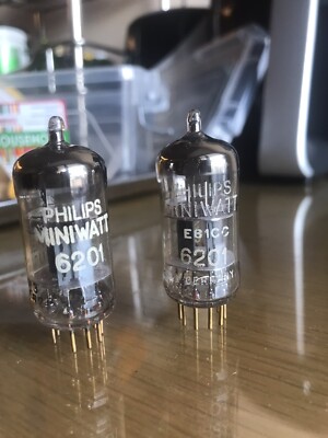 Philips Miniwatt PQ 6201 12AT7 ECC81 Pinched Waist, Gold Pins, O getter NOS NIB