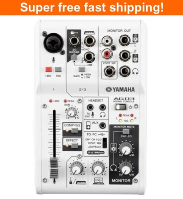 Yamaha AG03 3-Channel Studio Live Mixer & USB Audio Interface with Built-in DSP