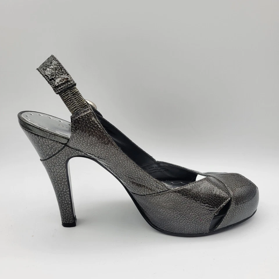 BCB-Chicas Zapatos Para Mujer 7.5B Gris Plateado Stiletto Cordones Bomba Peep Toe Correa Foto 4 de 4