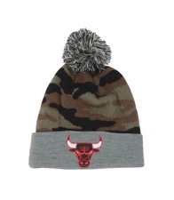 Mitchell & Ness Men Women Beanie Chicago Bulls Jacquard Gray Wood Camo Knit Hat
