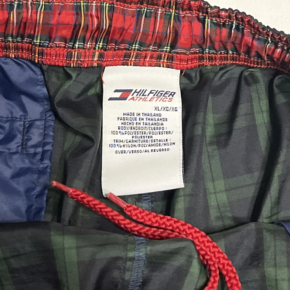 Pantalones de atletismo Tommy Hilfiger de colección para hombre talla XL cortavientos verde a cuadros años 90 Foto 4 de 4