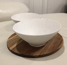 Kanwone Medium Japanese Ceramic Ramen Bowl, Hand-Crafted Glaze, White, Set of 2