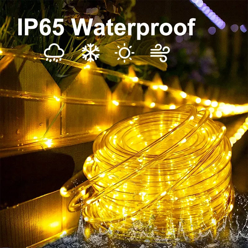 Waterproof LED Solar Tube String Lights for Garden Christmas Decor Fence - Image 4 of 4