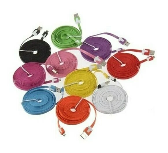 Flat Noodle Micro USB Charging Data Sync Cable for Samsung HTC LG Sony - SR1 - Image 2 of 3