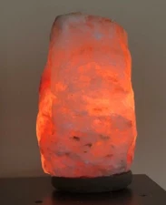 Natural Himalayan Salt Lamp, Wood Base, Hand Carved 6-11 Ibs 