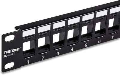 TRENDnet 24-Port Blank Keystone 1U Patch Panel, 1U 19'' Metal Rackmount Housing, 