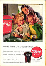 Coca Cola Print Ad Girls Fun Friendship Coke Drinks Social Vintage c1948