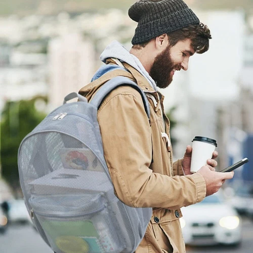 Mochila escolar de malla transparente resistente transparente para estudiantes hombres mujeres - Imagen 15 de 26