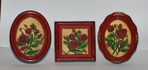 Folk Art Paintings Vintage Antique Style Mini Frames Set of 3 Artist Signed Sold