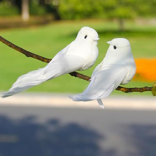 En Palomas Blancas Pájaros Decorativos Simulación Artificial Espuma Emplumada 2 piezas Clip - Imagen 1 de 7