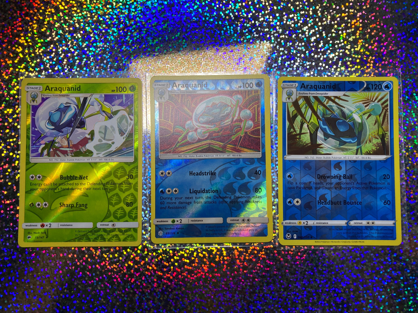 Pokemon Reverse Holo Araquanid: Cosmic Eclipse 65/236; Burning Shadows 15/147