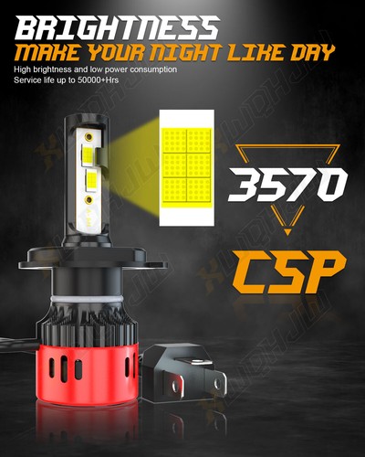 H4 9003 LED Headlight Kit High Low Beam Conversion Kit 6000K White - Foto 9 di 13
