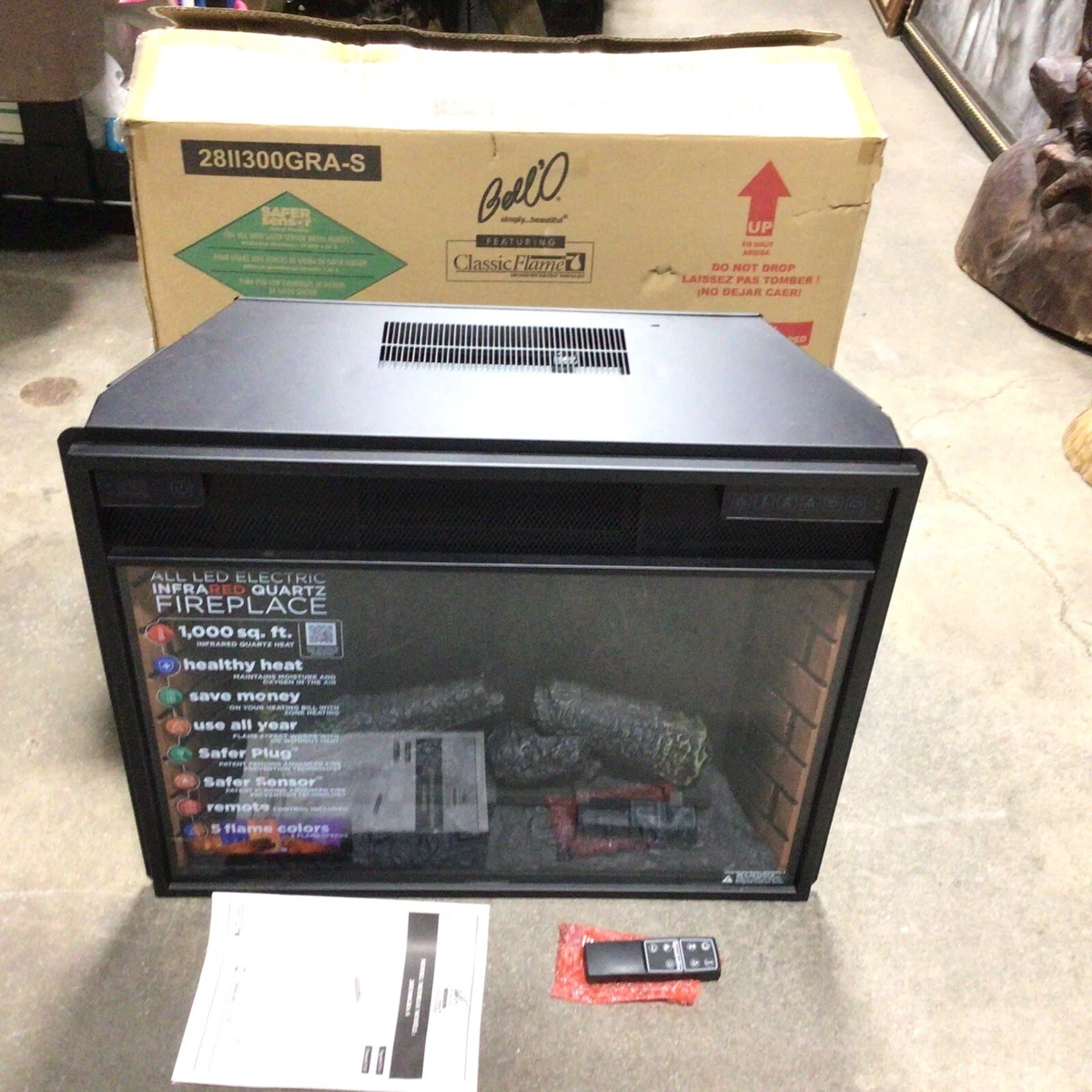 Bello 29” Electric Fireplace Insert Heats 1000 sq ft 1500 Watts Digital  Controls | eBay