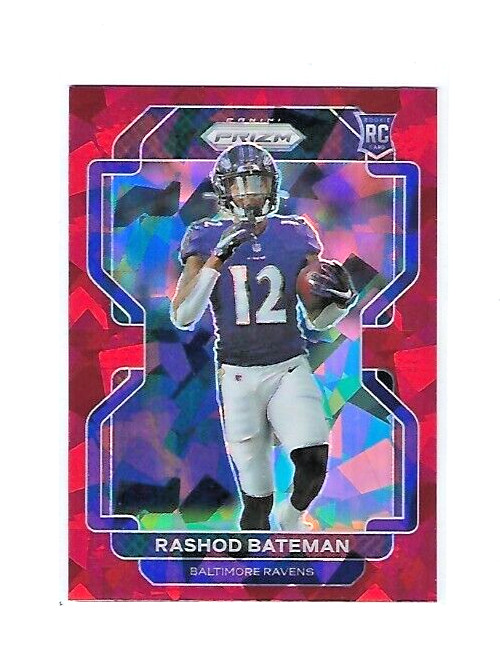 2021 Panini Prizm Rashod Bateman RC Rookie Red Cracked Ice Prizm SP #340 Ravens