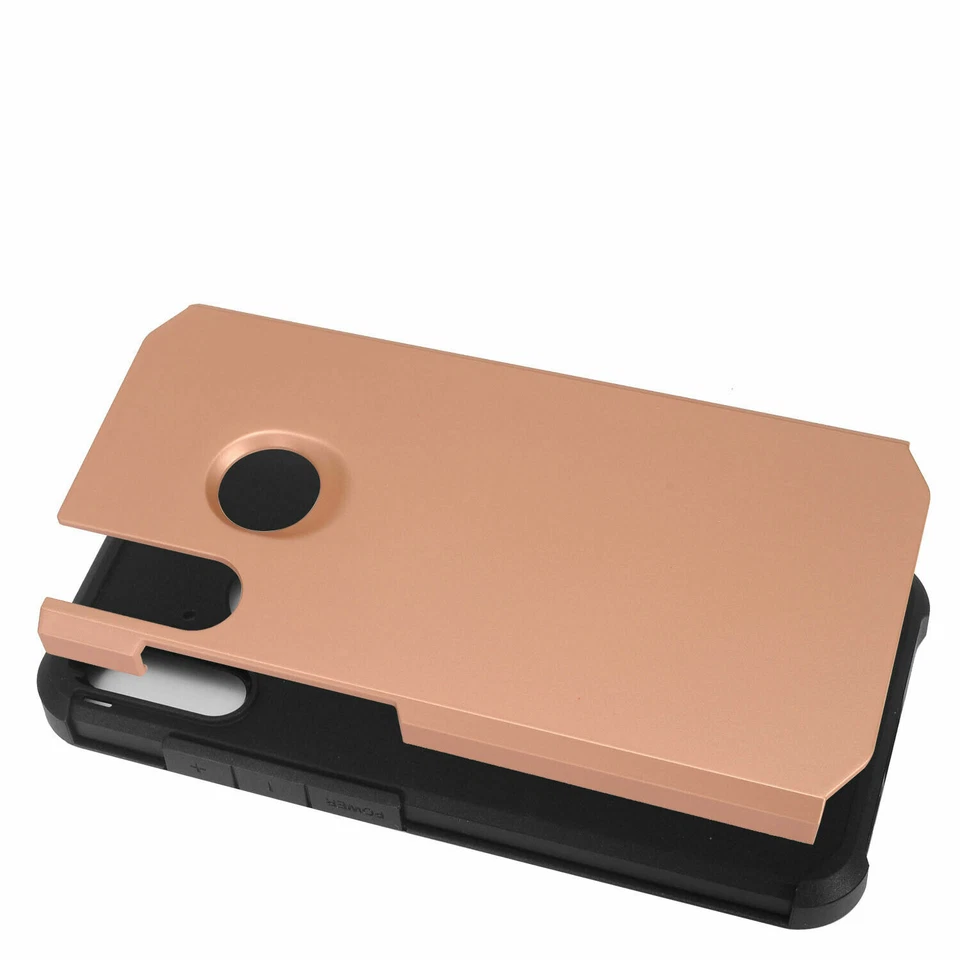 For Motorola E6 Plus XT2025 Rubberized Hybrid Slim Shockproof Case Pink/Black - Image 2 of 4