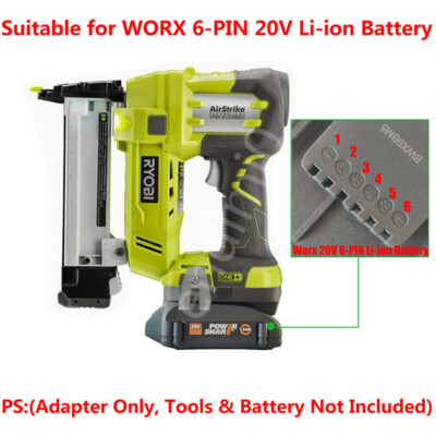 WORX 20V 6-PIN Slider Li-ion Battery Convert To Ryobi 18V Cordless Tools Adapter