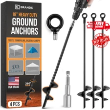 18'' Ground Anchors Heavy Duty for High Winds - Earth Stakes Screw-In Shed Kit f