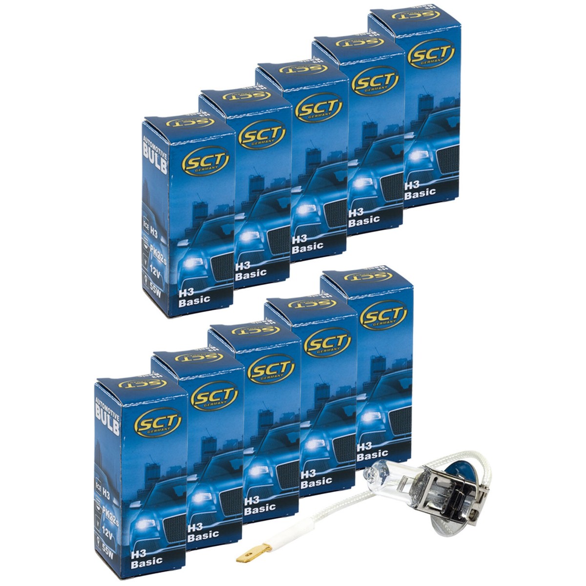 H3 Basic 10x Glühbirne 12V 55W für Mazda Mercedes Nissan Opel Seat