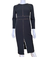 New ZARA Black DRESS WITH ANIMAL PRINT PIPED SEAMS Size S