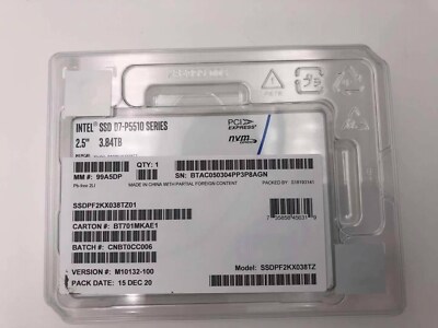 3.84TB P5510 Intel SSD Series DC NVME U.2 2.5'' SSDPF2KX038TZ01 Solid State Drive