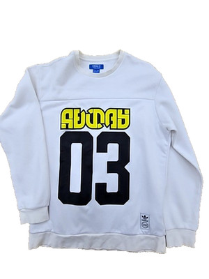 Adidas 3 Stripes White Fleece Sweatshirt Crewneck Regular Fit