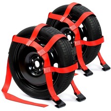 Tow Dolly Straps 2 Pack with Flat Hook, Fit 14-17 Tires, 10000 lbs Strength