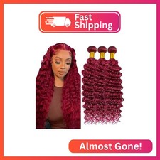 330g Burgundy Bundles Human Hair 99J Deep Wave 3 Bundles 16 18 20 inch Vinmdonm