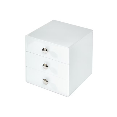 iDesign InterDesign Original 3-Drawer Plastic Vanity Organizer 6.5'' Cube  White