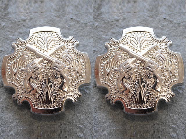 HILASON Set of 16 Screw Back Concho Cross Gun Shooting Bling Silver Saddle