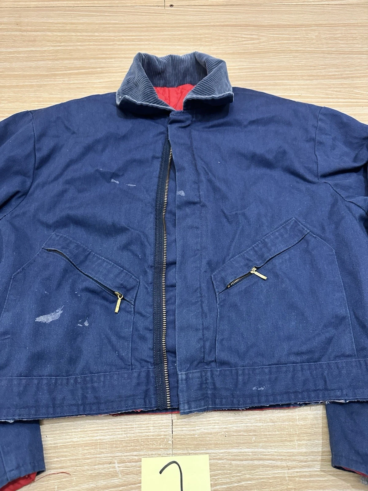 Vintage Walls Cropped Insulated Work Jacket Workwear 2 Pocket Detroit Size M image 2