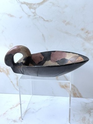 Handgeschnitzte Stein Schwan Schale Skulptur Schale schwer Studio Kunsthandwerk Volkskunst Dekor