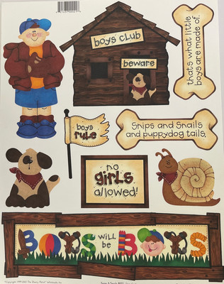 SNIPS & SNAILS Cut-Out(8.5 x11 )Beary Patch Boys Clubhouse  No Girls Allowed Dog