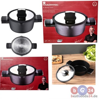 Masterpro Kochtopf 24 cm 3,9 L Aluguss Suppentopf Induktion ILAG + Deckel