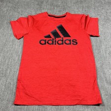 Adidas Shirt Youth L 14/16 Red Logo AEROREADY Primegreen Athletic Soccer Sports