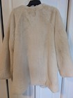 POPSUGAR Coat Jacket Womans Sz L Cream Long Oversized Teddy Boxy Faux Fur Hook — photo 2