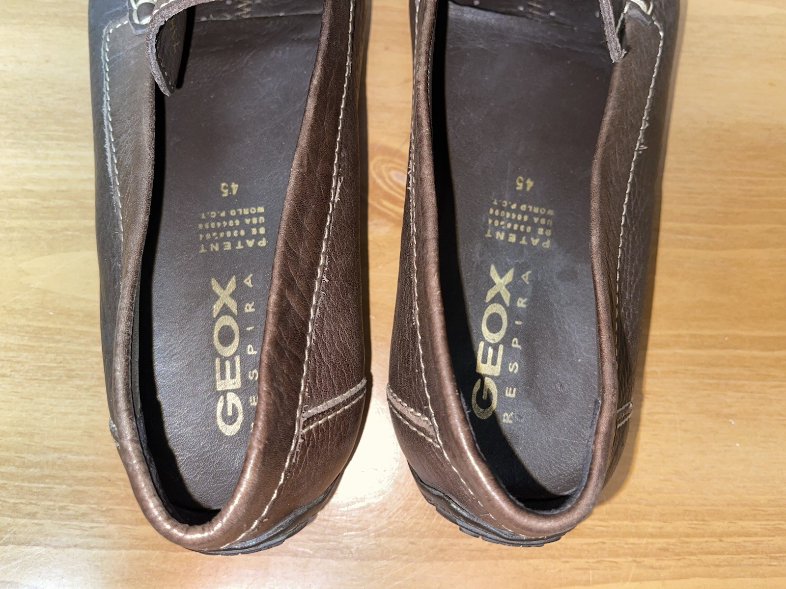 Geox Respira Shoes Men’s Brown Leather Dress Driving Loafers Sz EU 46 US 11-11.5 image 9