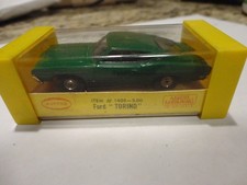 vintage aurora tjet ho slot car green w/gold accents  ford torino w orig box/lbl