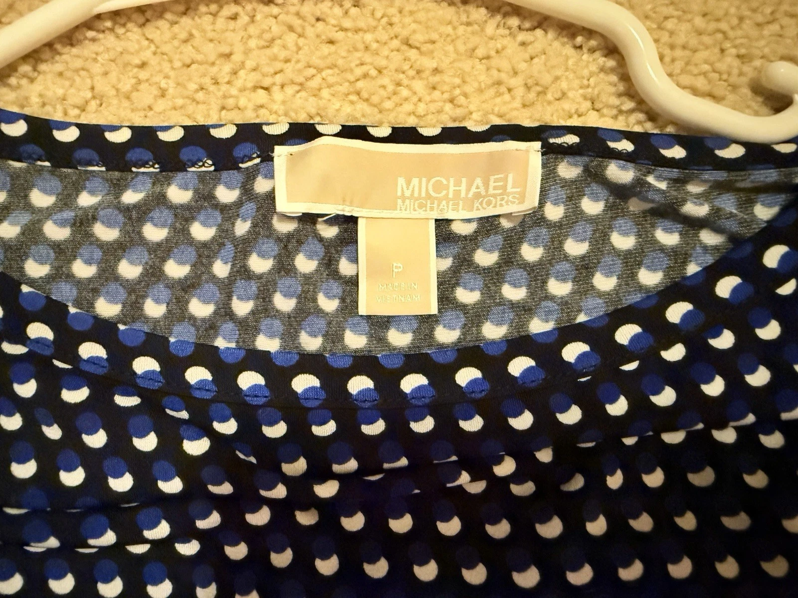 Abito a tubino Michael Kors blu nero bianco a pois manica lunga taglia P