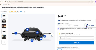 Weber Q 2800N+ 320-Sq. in Midnight Black Portable Liquid propane Grill  - Lowes