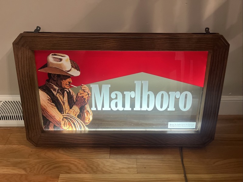 Marlboro Cowboy Light-Up Sign Vintage Philip Morris Inc. Working