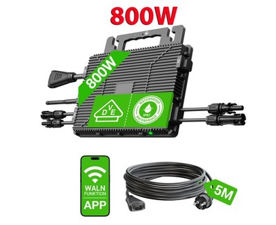 (0% MwSt.) 800W Solar Micro-Wechselrichter WiFi App IP67 für Balkonkraftwerk DE