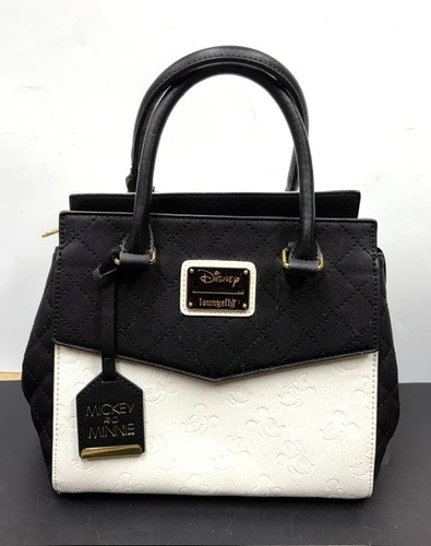 Loungefly x Minnie and Mickey Mouse Debossed Heads Handbag Black & White Disney