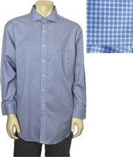 Tasso Elba Men  s Dress Shirt Blue White Check Cotton Non-Iron Size XL