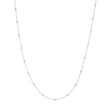 2mm Bead Stations Necklace Real 14K White Gold 18"