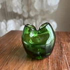 Vintage Blenko Emerald Green Pinched Art Glass Double Spout Vase Mid Century MCM