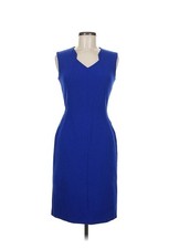 Hugo Boss Dokysa Stretch Wool Pindot Sheath Dress Blue Work Cocktail Size 2