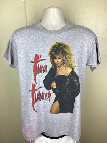 Tina Turner Concert T-Shirt Heather Gray M/L 80s Po 1980s vintage concert t-shirt, vintage, single stitch, B+ condition